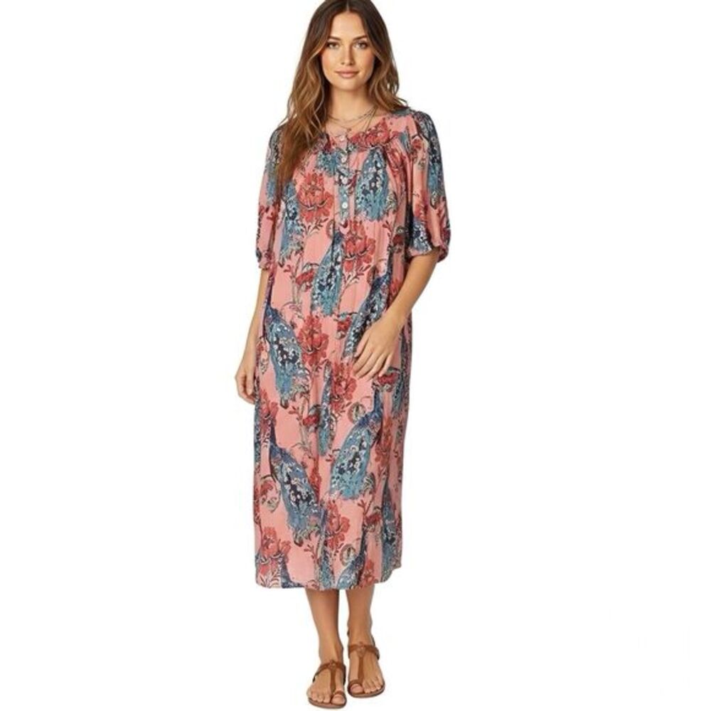 Go Softly Dress Medium Patio Lounge Muu Muu Hipster Vacation Boho Resort Travel